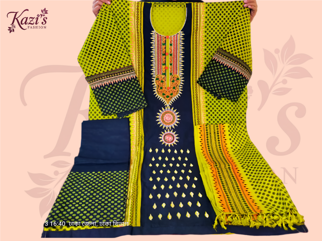 সেলাই ছাড়া আড়ং কটন থ্রি-পিস