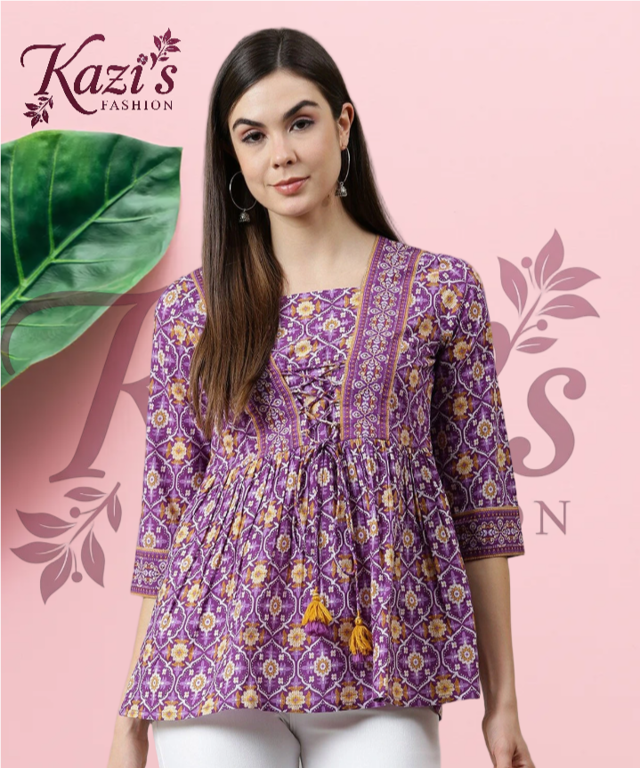 প্রিন্টেড কটন টপ (পার্পল)